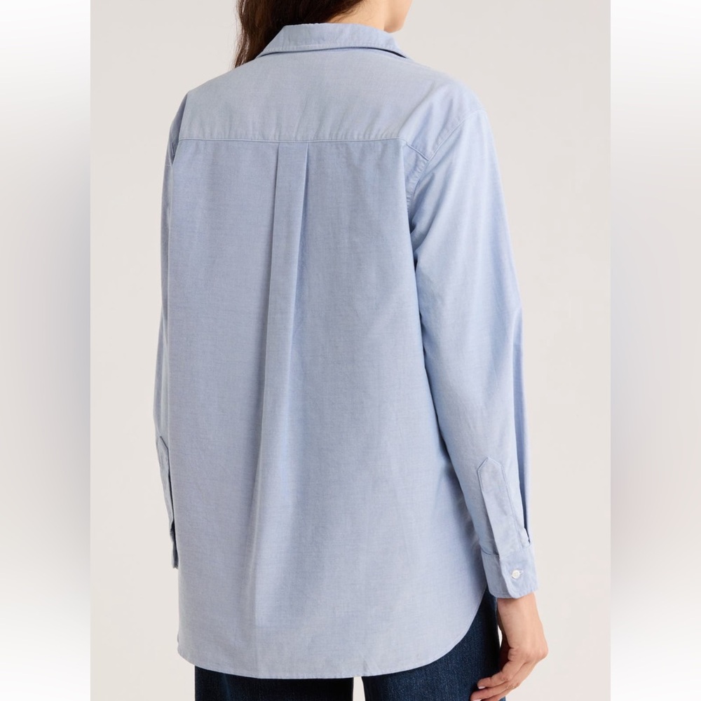 NEW Frank & Eileen Boyfriend Cotton Button-Up Shirt in Grey Oxford - Picture 2 of 5